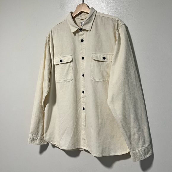 Frank And Oak Men’s Corduroy Overshirt Jacket- L - Cream Casual Utility Style - Picture 9 of 16